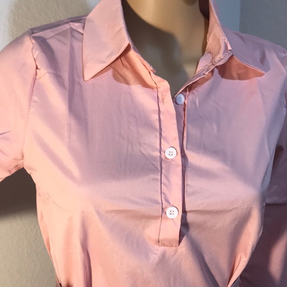 👠 New Vintage Style Tunic Shirt Dress Pink Button - Picture 4 of 4
